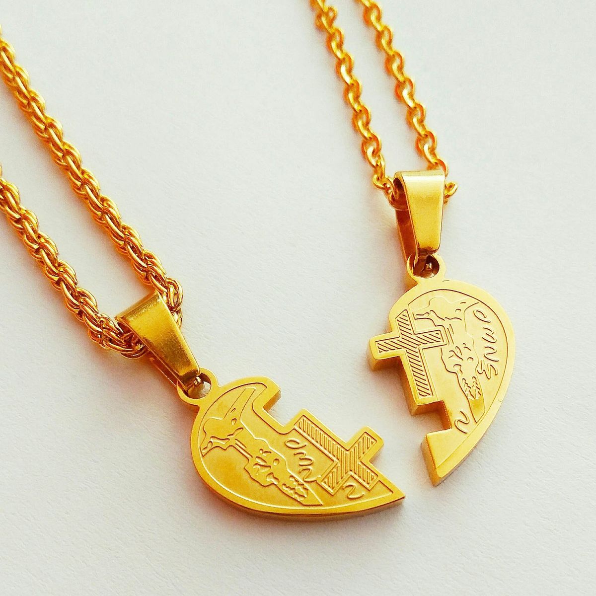 LA TIENDA 88 JOYAS Y ACCESORIOS - La Tienda 88 - Collar para Pareja corazon Bañado Oro de 18k - Amarillo