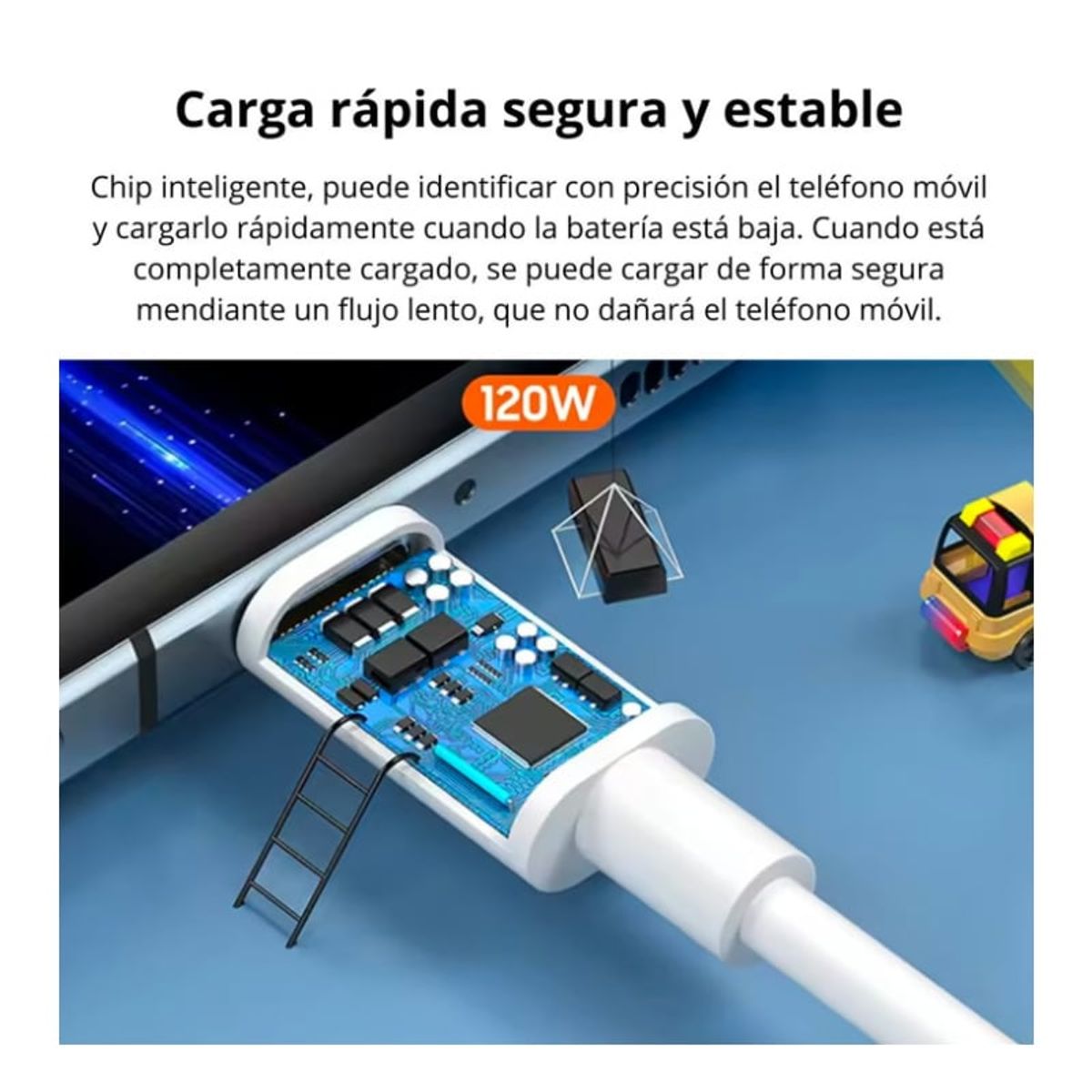 GENERICO - Cable USB Tipo C de 6A 120W Carga Rapida para Xiaomi Mi 1 Metro