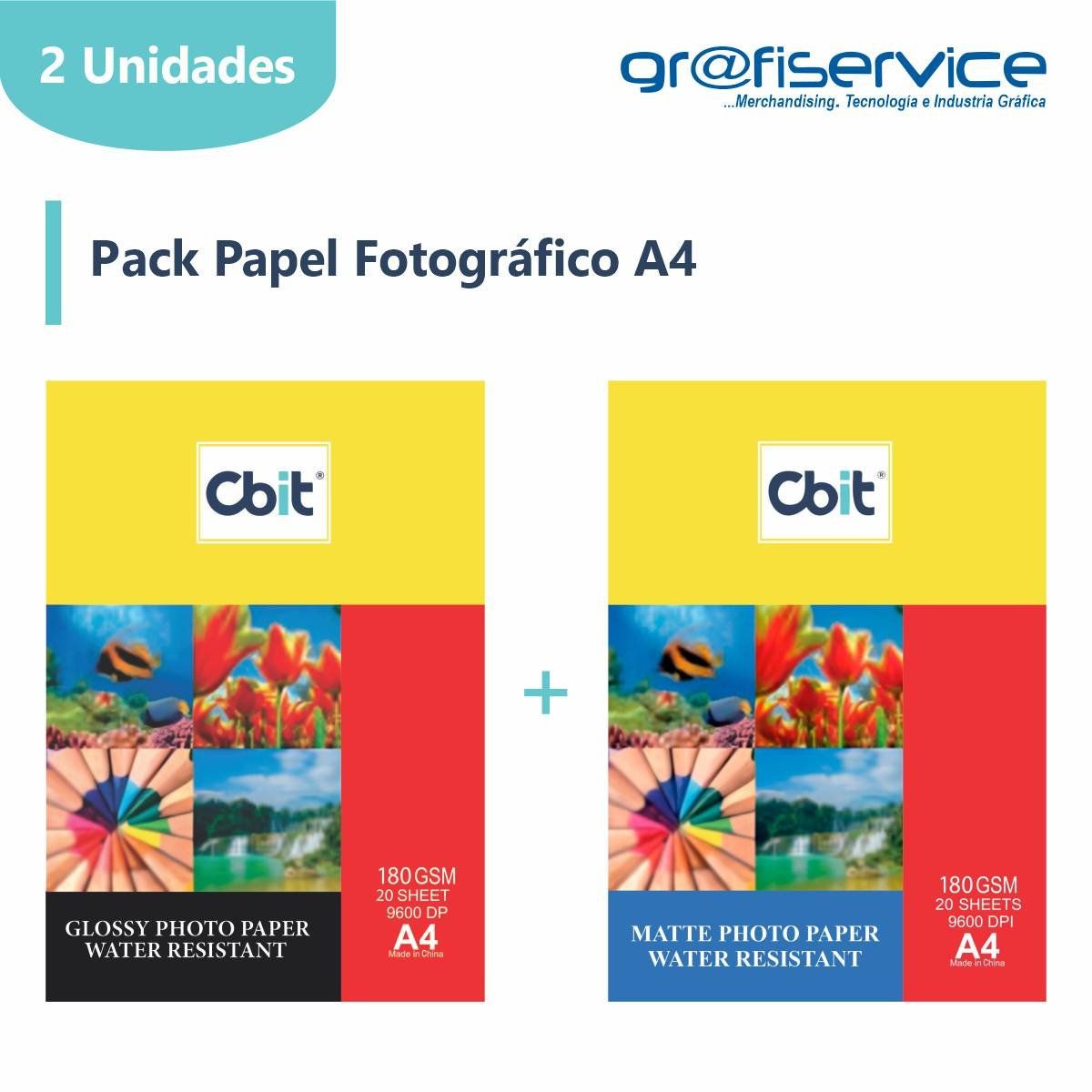 GENERICO - Pack Papel Fotográfico A4 CBIT 20h 180g Brillante y Mate