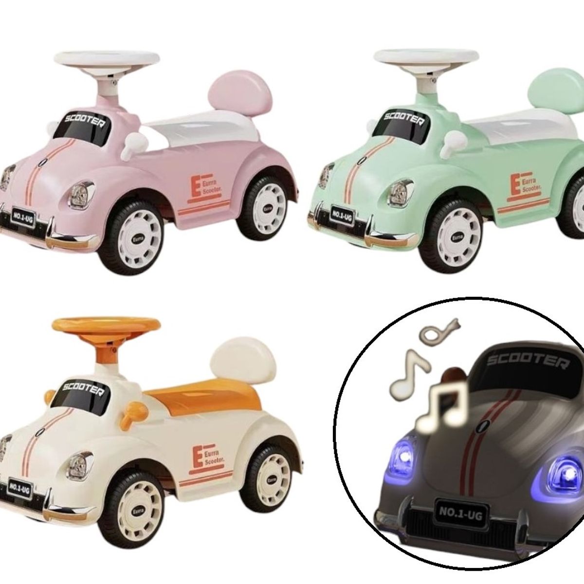 GENERICO - Carrito Clásico Beige con luces y sonido Buggy correpasillos