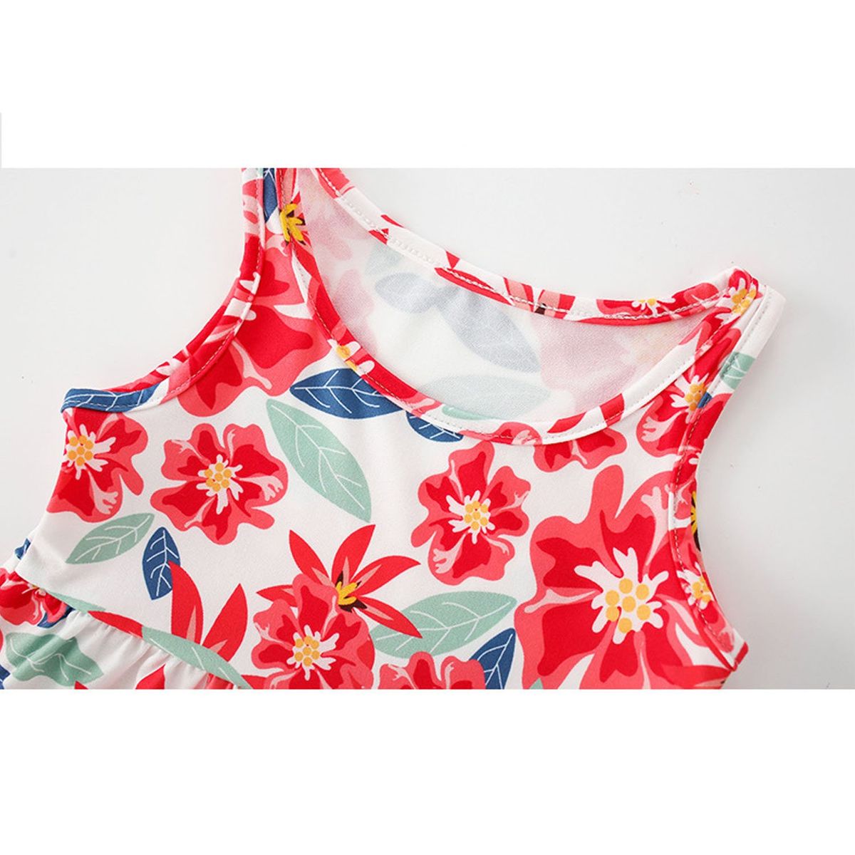 DENISASAA - Vestido estampado sin mangas estilo pastoral vestido floral para niñas