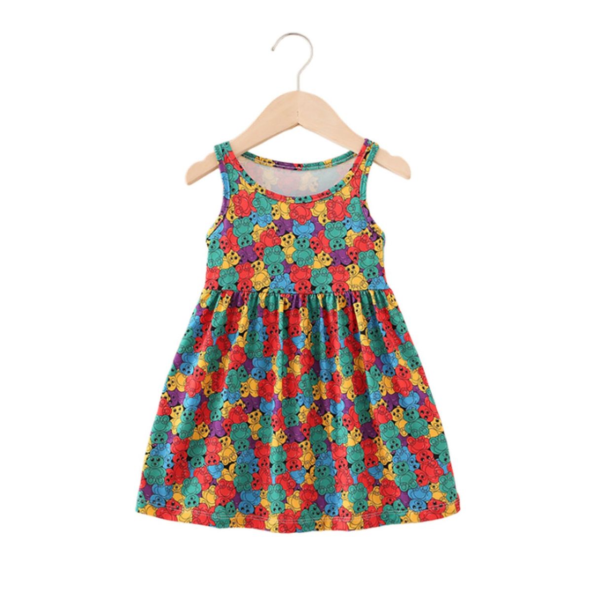 DENISASAA - Vestido estampado sin mangas estilo pastoral vestido floral para niñas