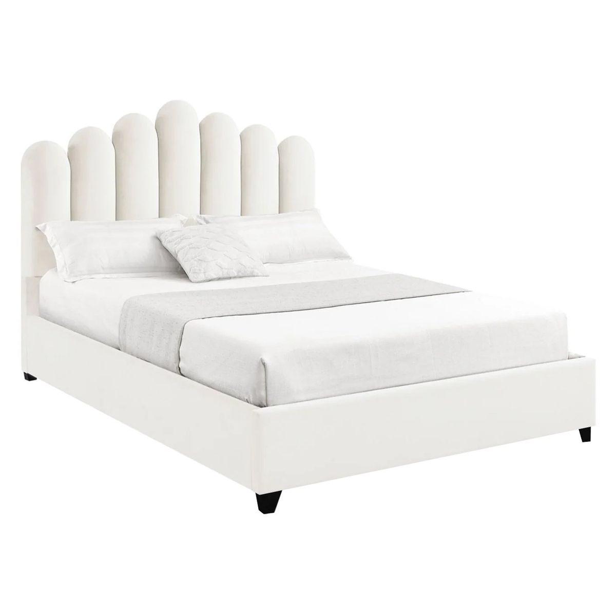 GENERICO - Cama Tapizada Listón Nube 2 Plazas Ivory