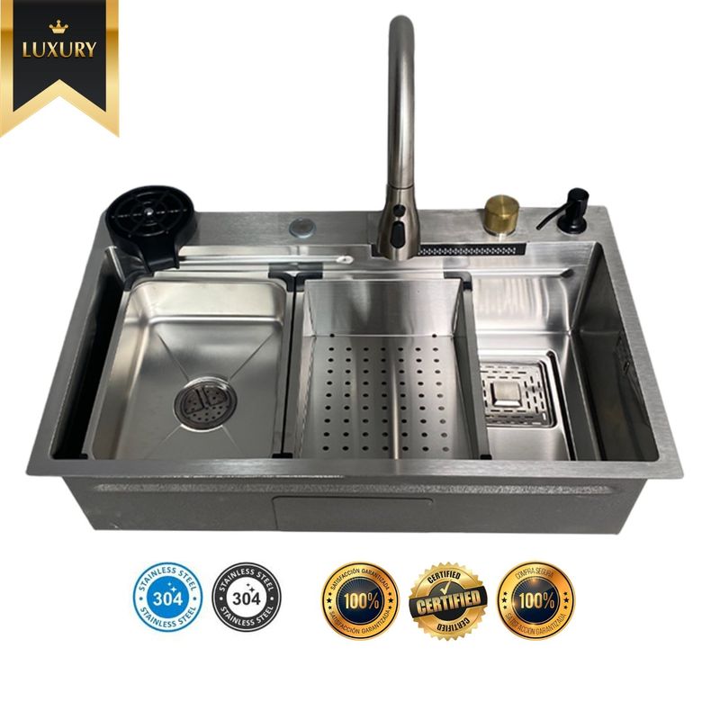 XM - Lavadero Multifuncional Lujo Acero 304 USLUX-7546 PLATEADO SATINADO