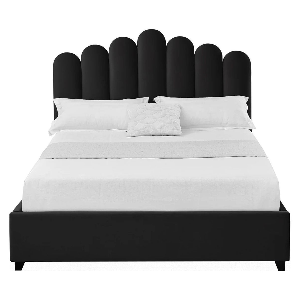 GENERICO - Cama Tapizada Listón Nube 1.5 Plz Negro