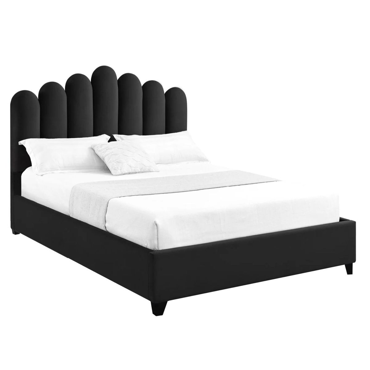 GENERICO - Cama Tapizada Listón Nube 1.5 Plz Negro