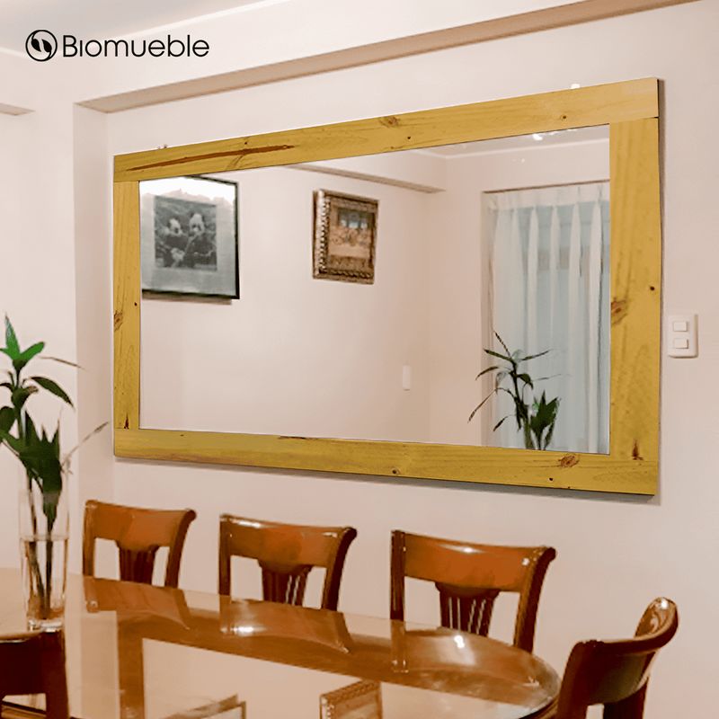 GENERICO - Espejo Comedor Ébano de Madera Reciclada en Estilo Rústico Rectangular