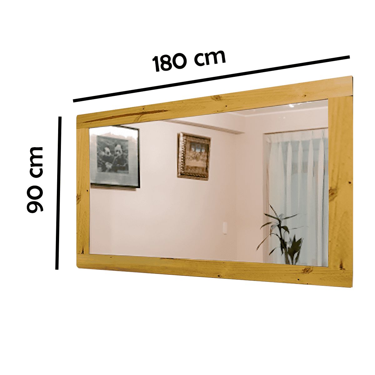 GENERICO - Espejo Comedor Ébano de Madera Reciclada en Estilo Rústico Rectangular