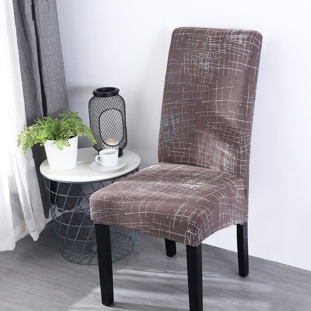 GENERICO - Funda de Sillas Pack 6und  Diseño Gris Marron Jaspeado