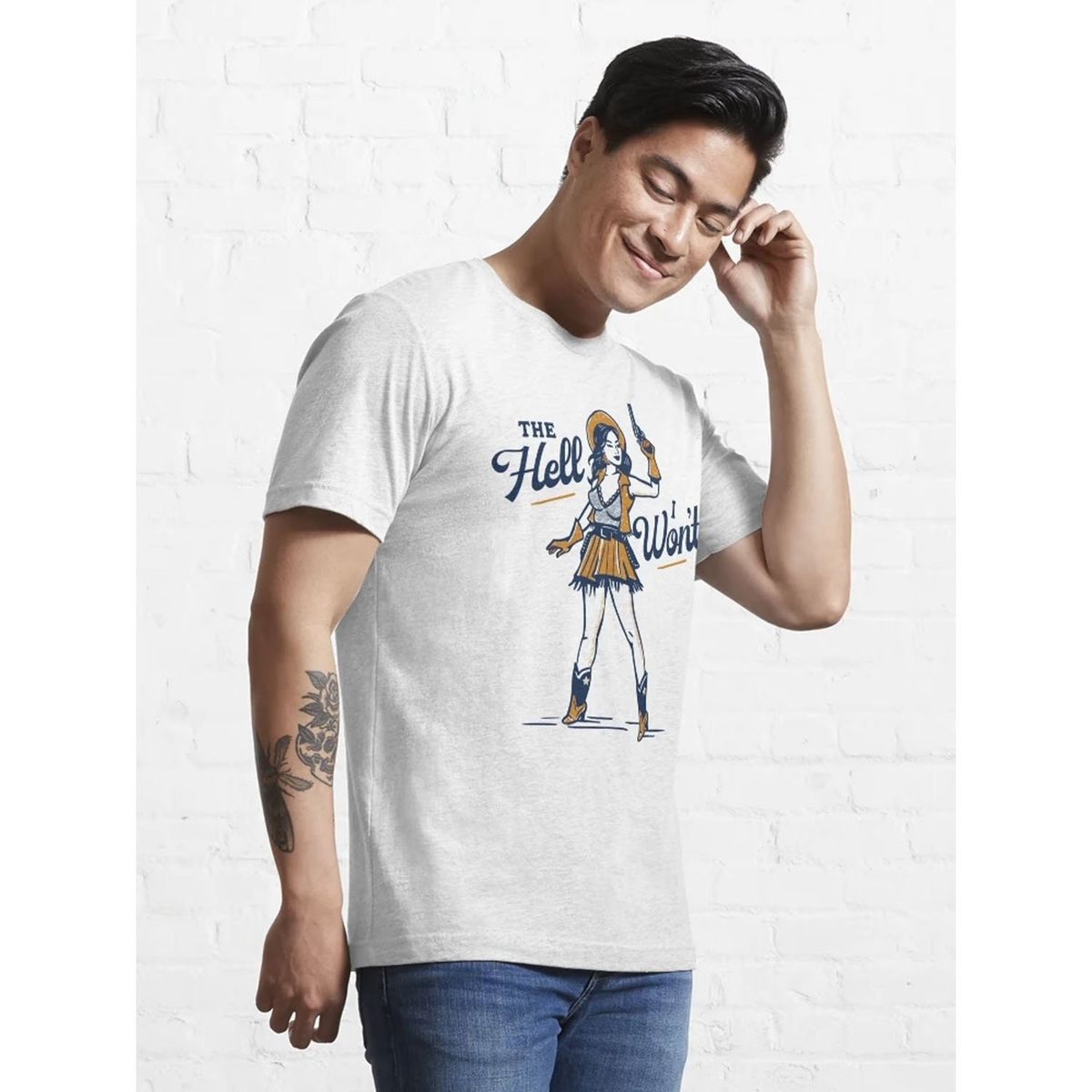 DENISASAA - Camiseta de hombre con estampado de mezclilla occidental