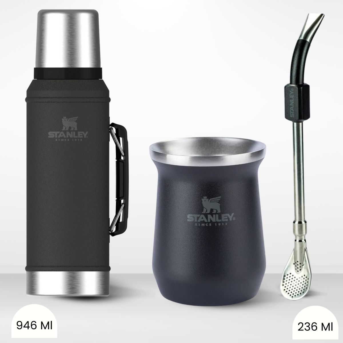 STANLEY - Combo Stanley Termo Classic 946 + Matero 236ml + Bombilla Negro
