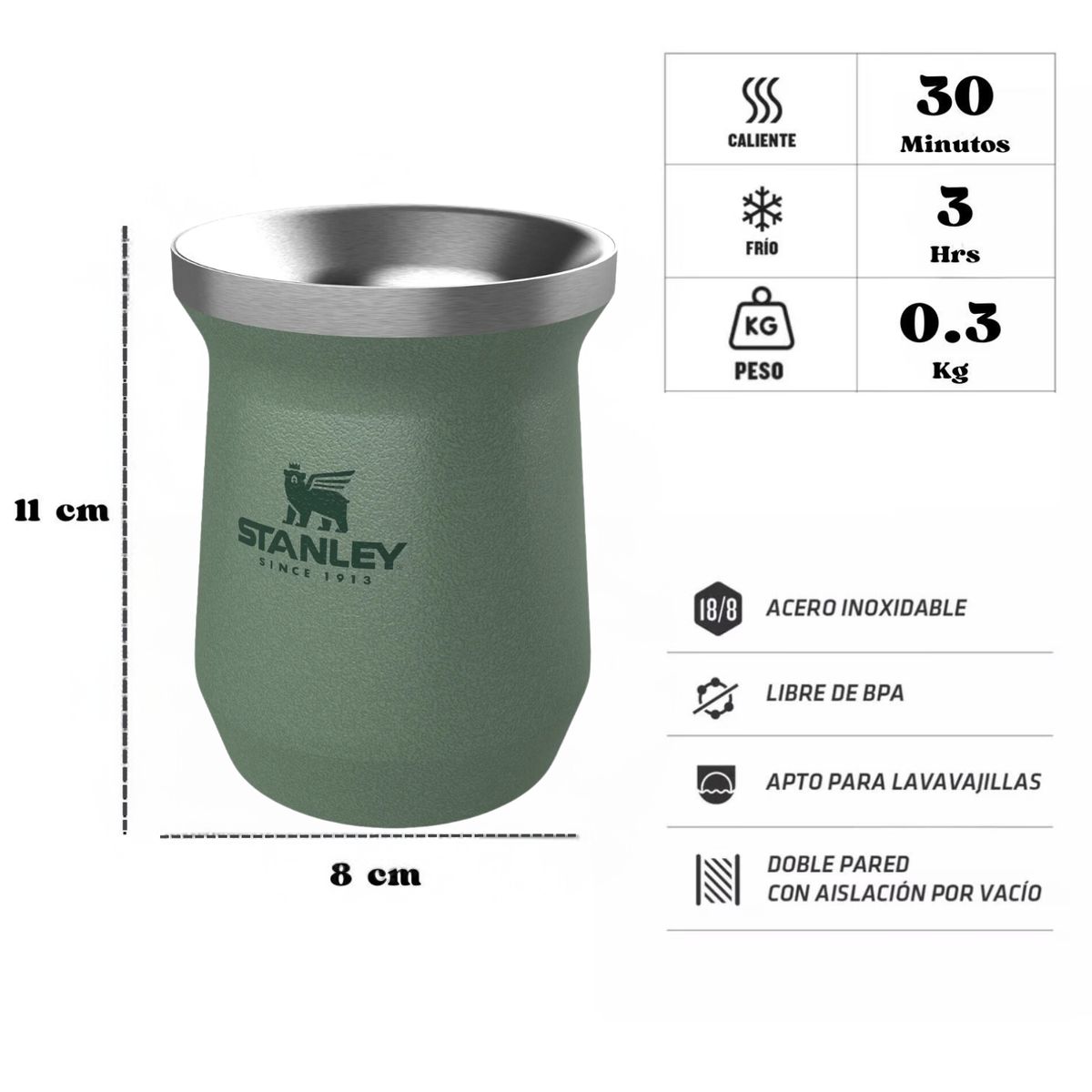 STANLEY - Combo Stanley Termo Classic 946 + Matero 236ml + Bombilla Verde