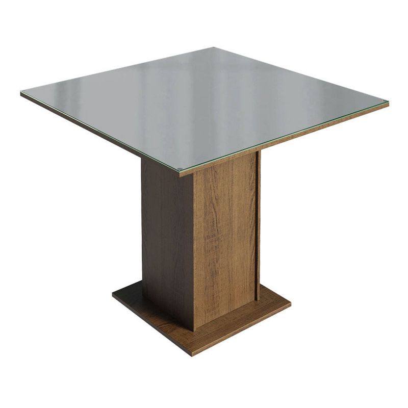 MADESA - Mesa de Comedor Cuadrada 4 Puestos - Tablero de Madera y Cristal
