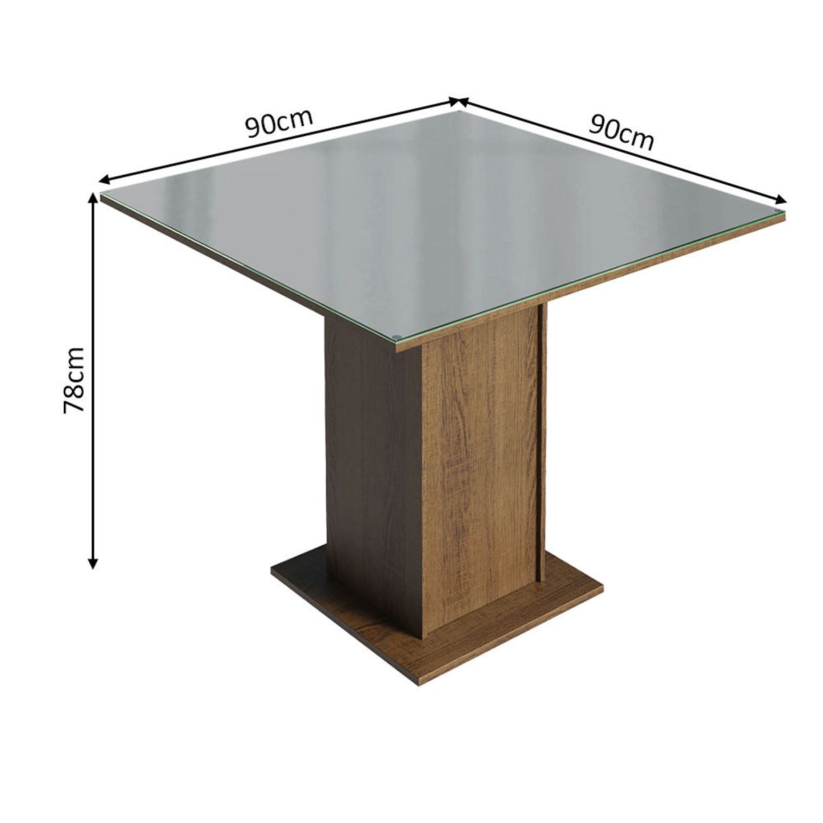 MADESA - Mesa de Comedor Cuadrada 4 Puestos con Tablero de Madera y Cristal