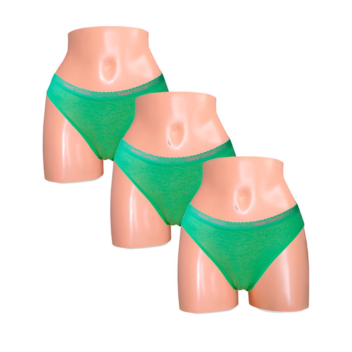 SWEET COTTON - Pack x3 Bikini Sweet Cotton Kiwi verde