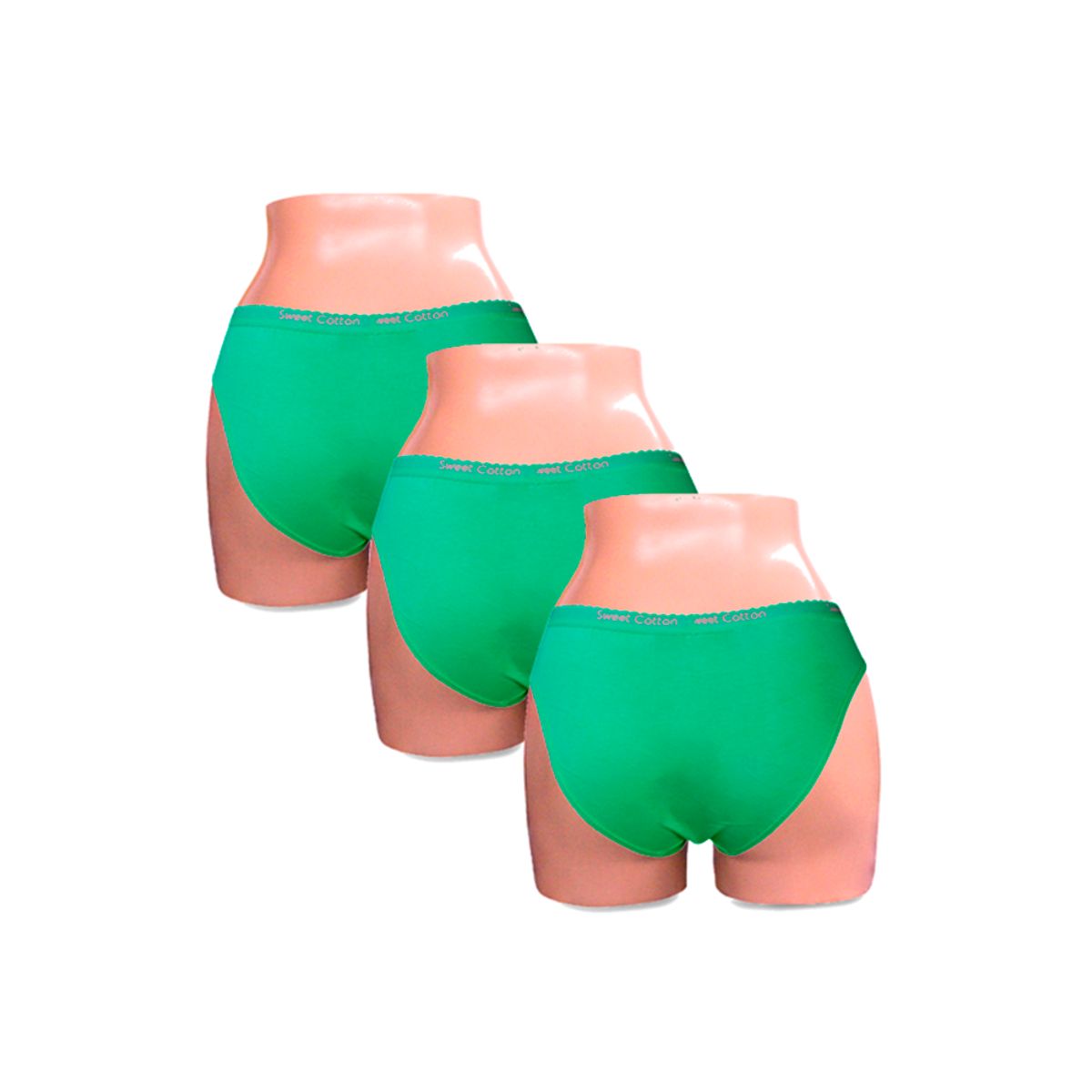 SWEET COTTON - Pack x3 Bikini Sweet Cotton Kiwi verde