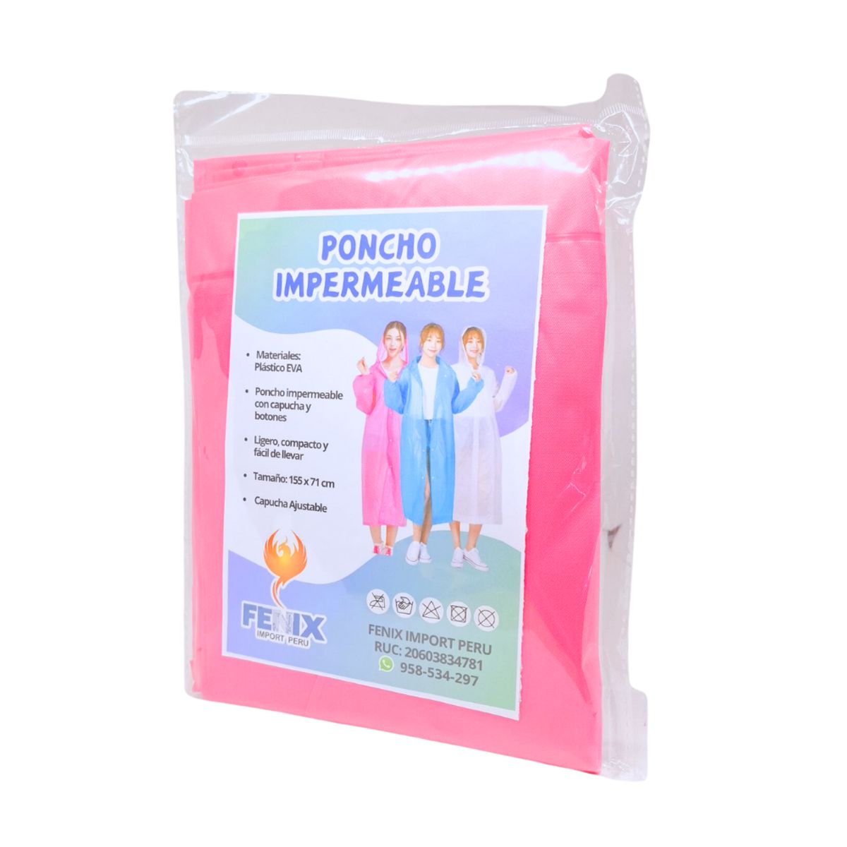 GENERICO - Poncho Para Lluvia Ligero Impermeable con capucha y botones