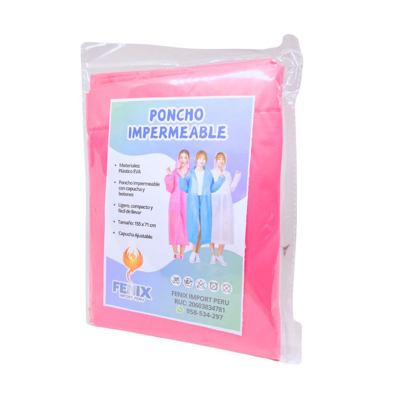 GENERICO - Poncho Para Lluvia Ligero Impermeable con capucha y botones