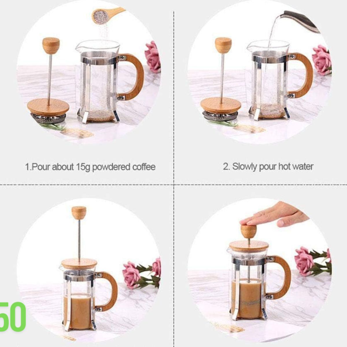 GENERICO - Cafetera de prensa BAMBU  350 ml