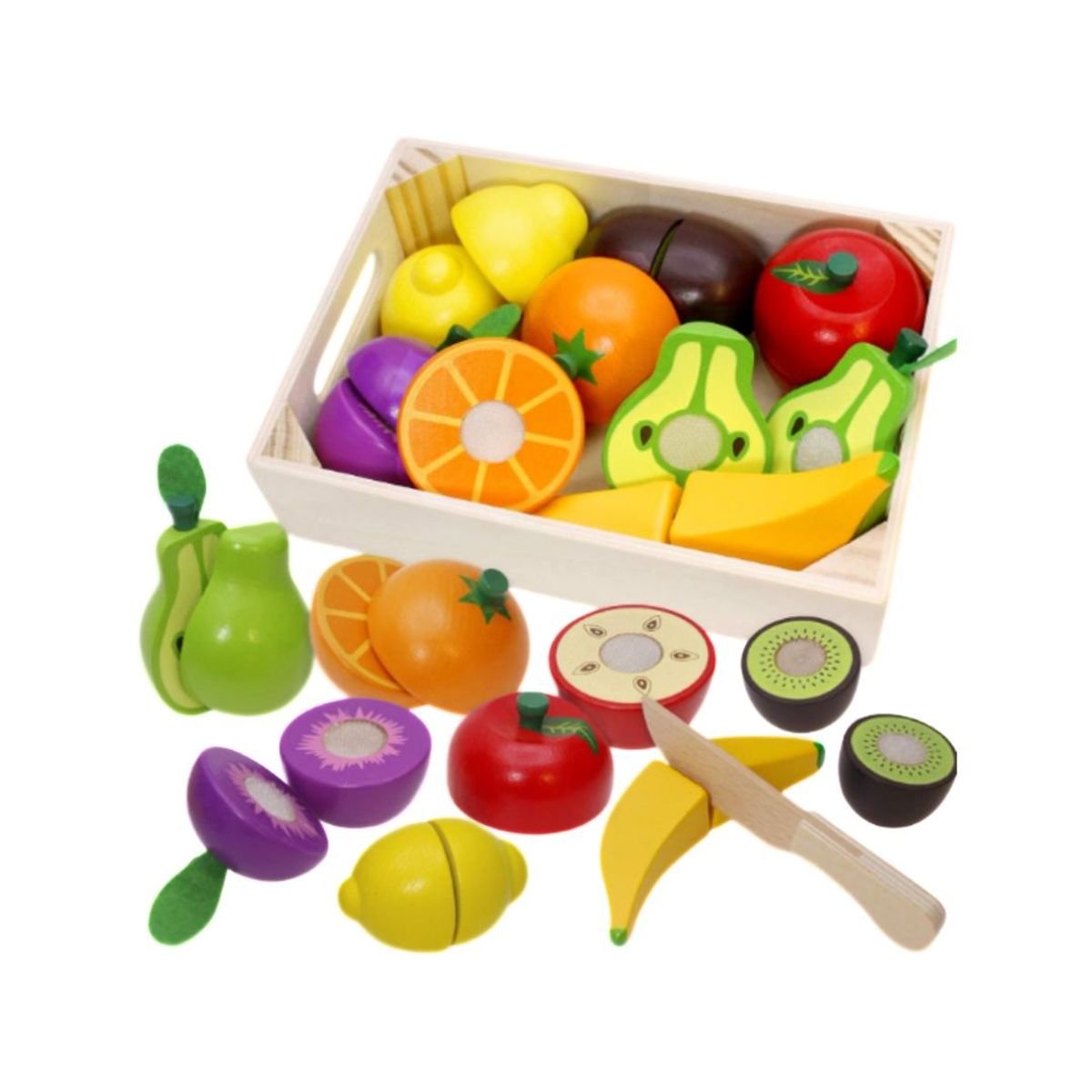 GENERICO - Bandeja Frutas Verduras Imantadas Madera Juego Didáctico