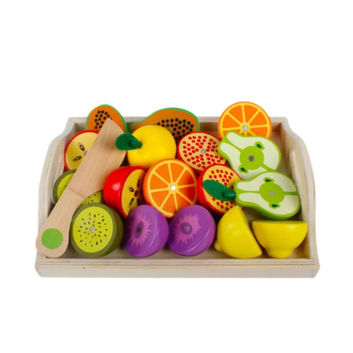 GENERICO - Bandeja Frutas Verduras Imantadas Madera Juego Didáctico