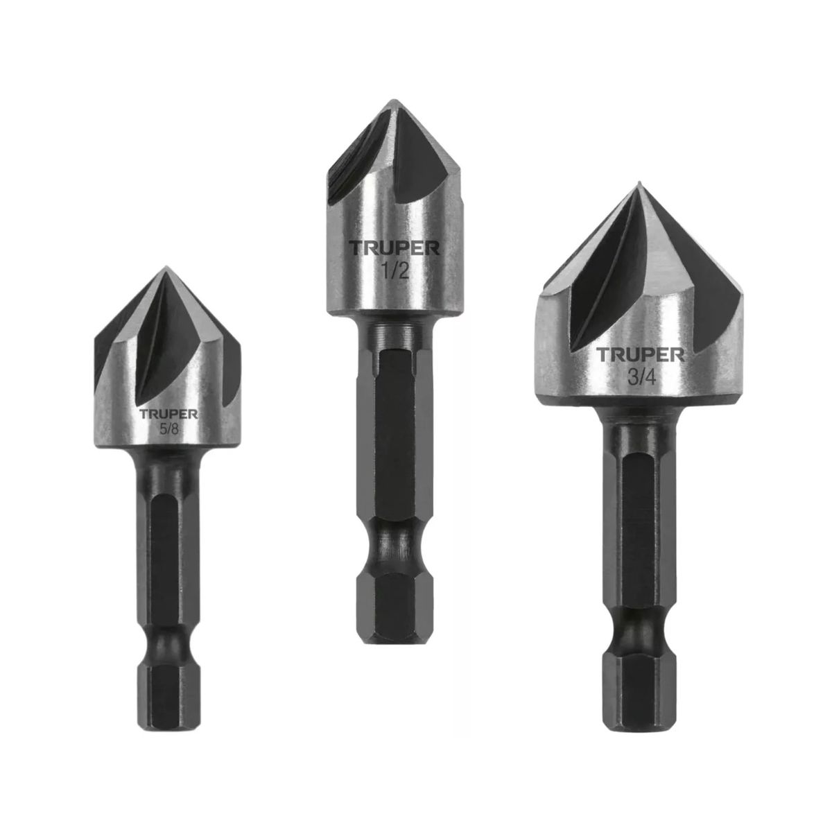 TRUPER - Brocas avellanadoras HSS para metal y uso general 3 unidades, Truper