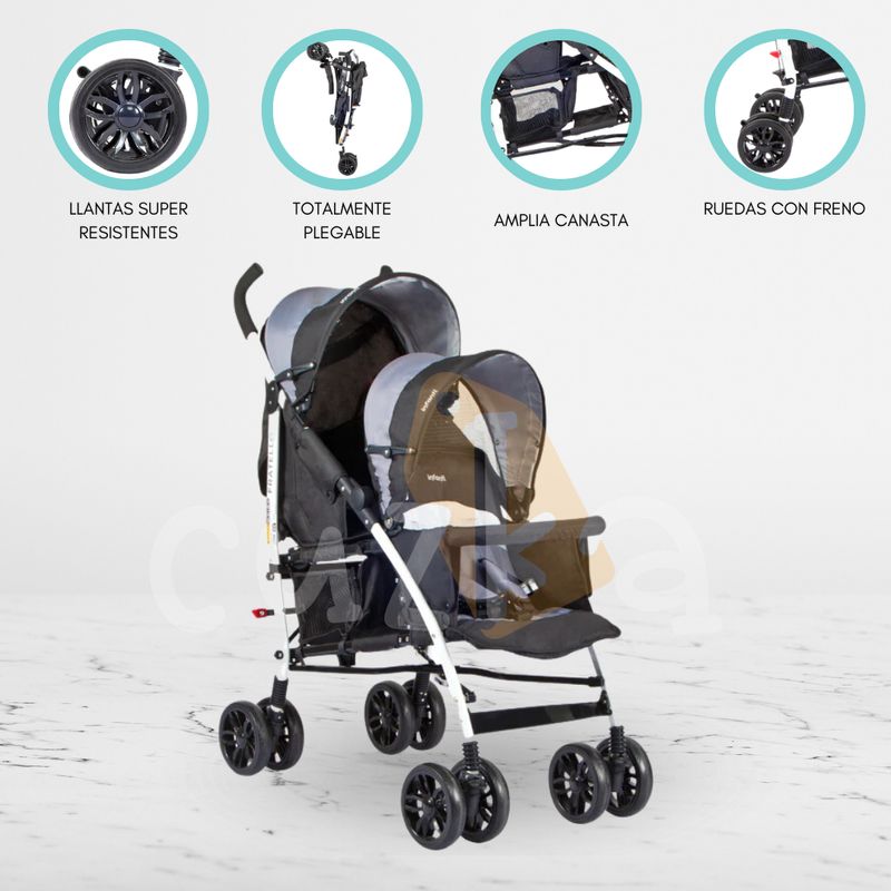INFANTI - Coche Cuna Mellicero «DUO FRATELLO COUNTOUR» Black