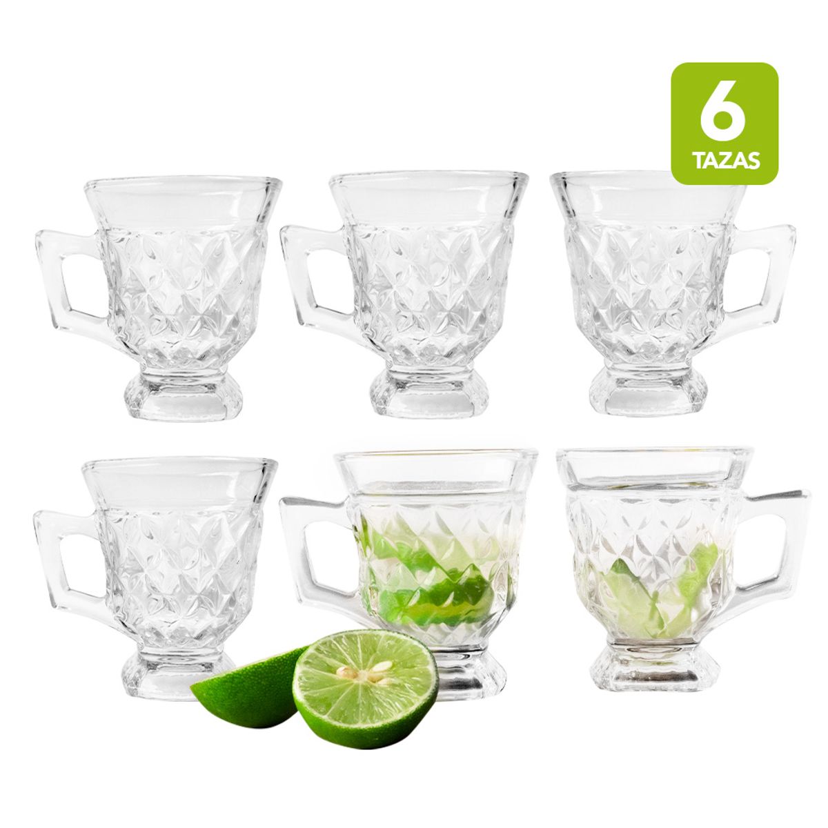 KELLER - Set de 6 Tazas de Vidrio Elegante TV6