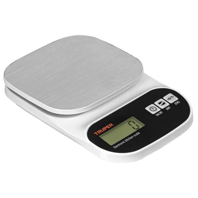 TRUPER - Balanza Báscula digital para cocina plato de acero inox5kg Truper