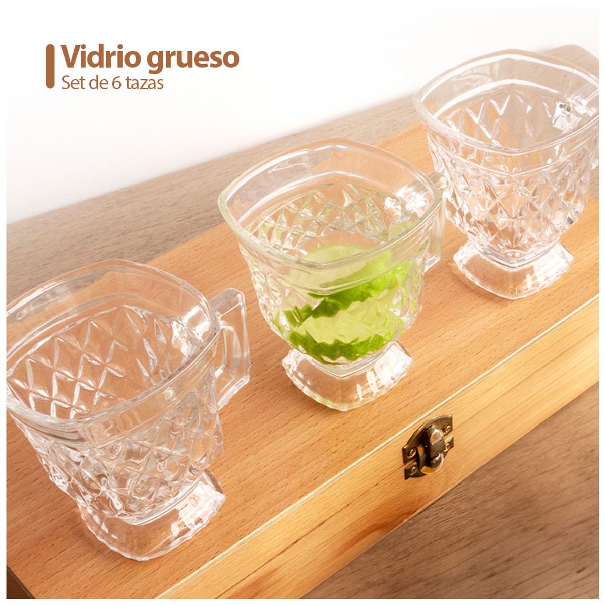 KELLER - Set de 6 Tazas de Vidrio Elegante TV6