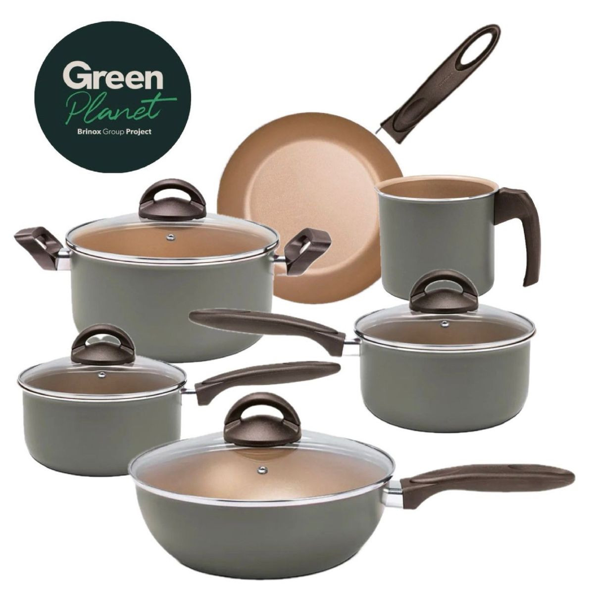 BRINOX - Juego de Ollas 10 Piezas Brinox Naturall Verde