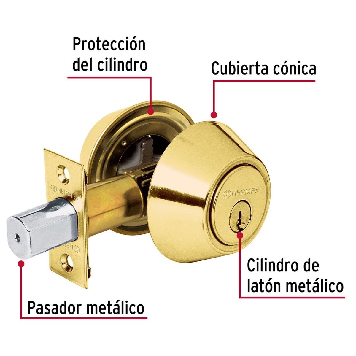 HERMEX - Chapa Cerrojo dorado brillanteHermex truper