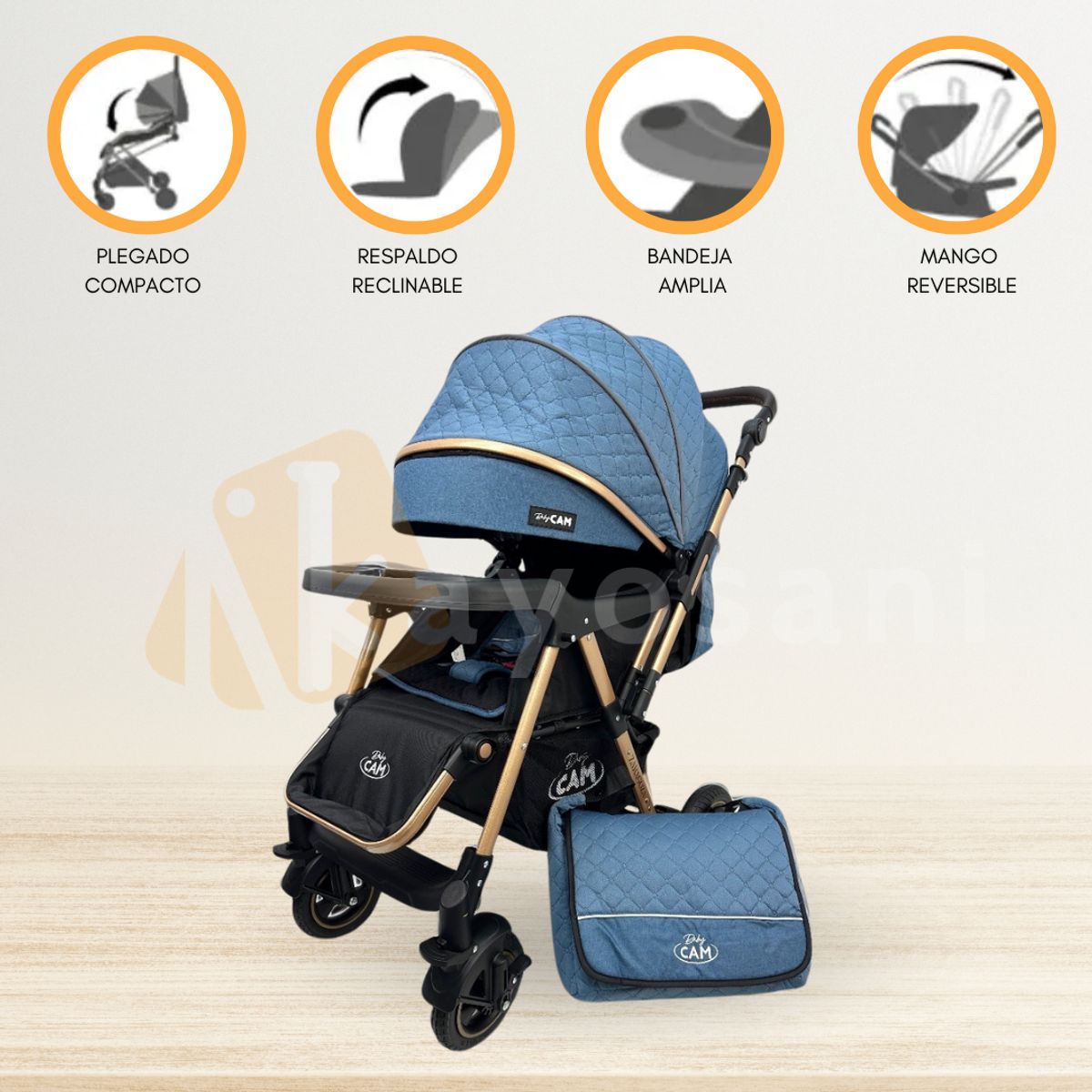 CUZKA - Coche Cuna Reversible de Aluminio «ZARAGOZA» Blue