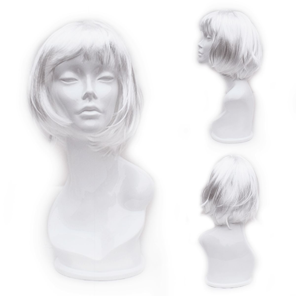 GENERICO - Peluca artificial corta NA 10551 para disfraces Blanco