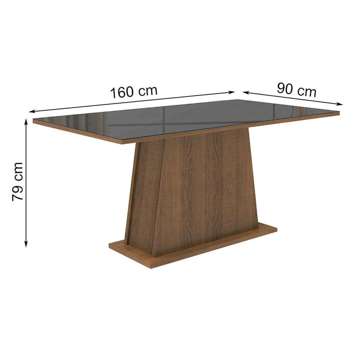MADESA - Mesa de Comedor Rectangular 6 Puestos con Tablero de Madera y Cristal