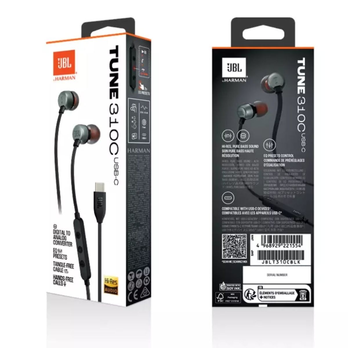 JBL - Auriculares JBL USB-C Tune 310C Con Microfono - Negro
