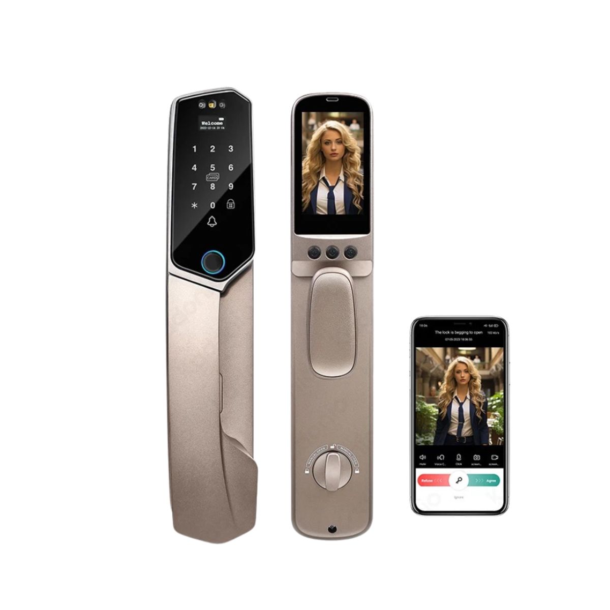 GENERICO - CERRADURA SMART CON  6 MODOS DE APERTURA COLOR CAFE ORO