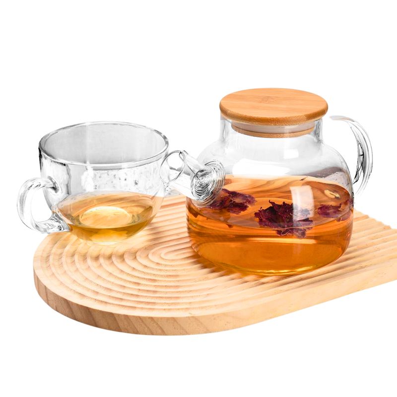 INSPIRA - Tetera Recta de Vidrio con Tapa de Bambú 1000 ml