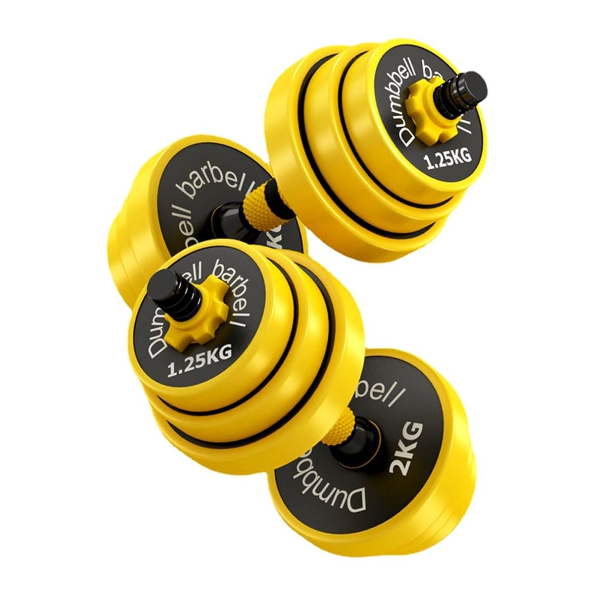 GENERICO - Set de Mancuernas 30KG con soporte de Pesa Rusa - Amarillo