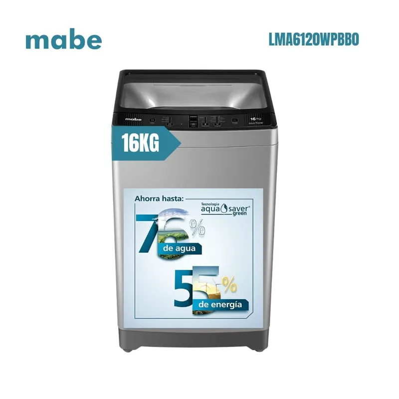 MABE - Lavadora automatica de 16 kg Silver Mabe - LMA6120WPBB0