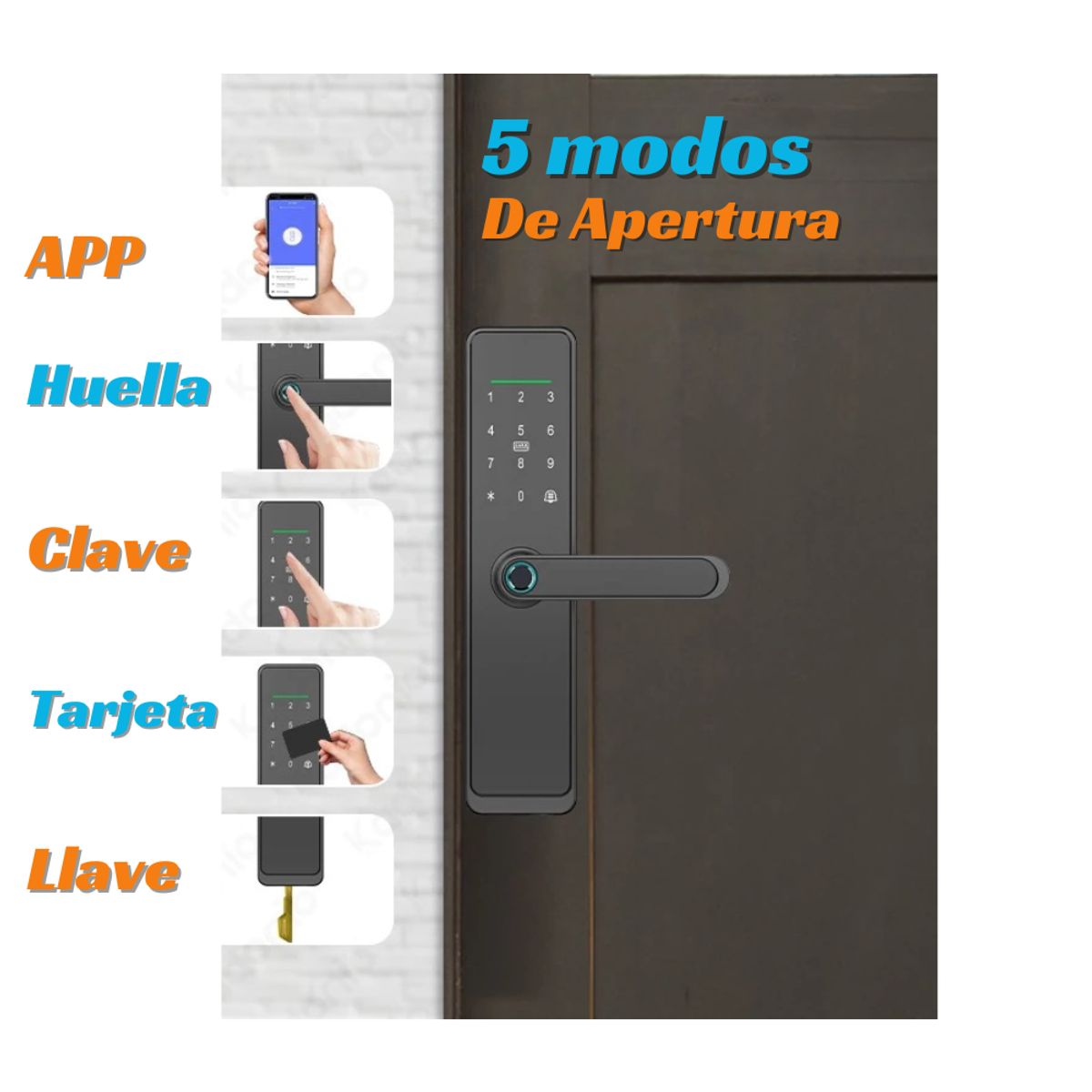 GENERICO - CERRADURA SMART GC ELECTRIC DE HUELLA DIGITAL COLOR NEGRO