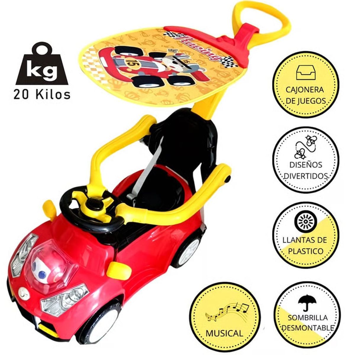 VOYAGE - Buggy Correpasillo de Paseo Voyage Musical Robot A Rojo