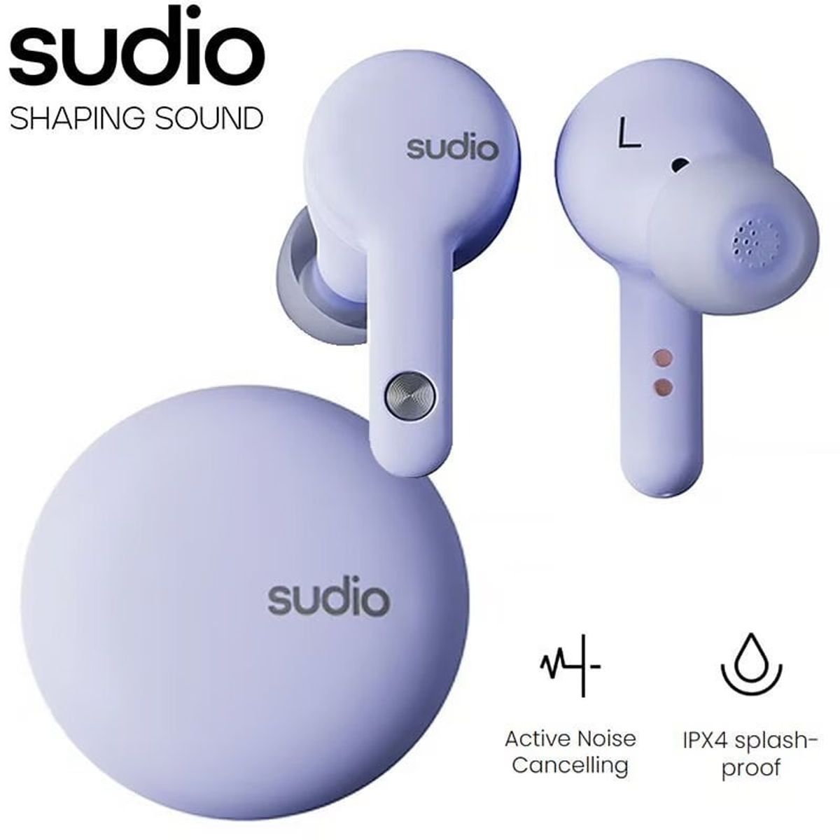 SUDIO - Audifonos Bluetooth 5.2 TWS Noise Cancelling Sudio A2 - Lila