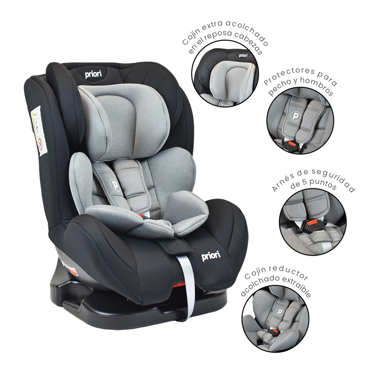 PRIORI - Silla De Auto Para Bebe Grupo +0, 1, 2 y 3 Priori Prix Negro