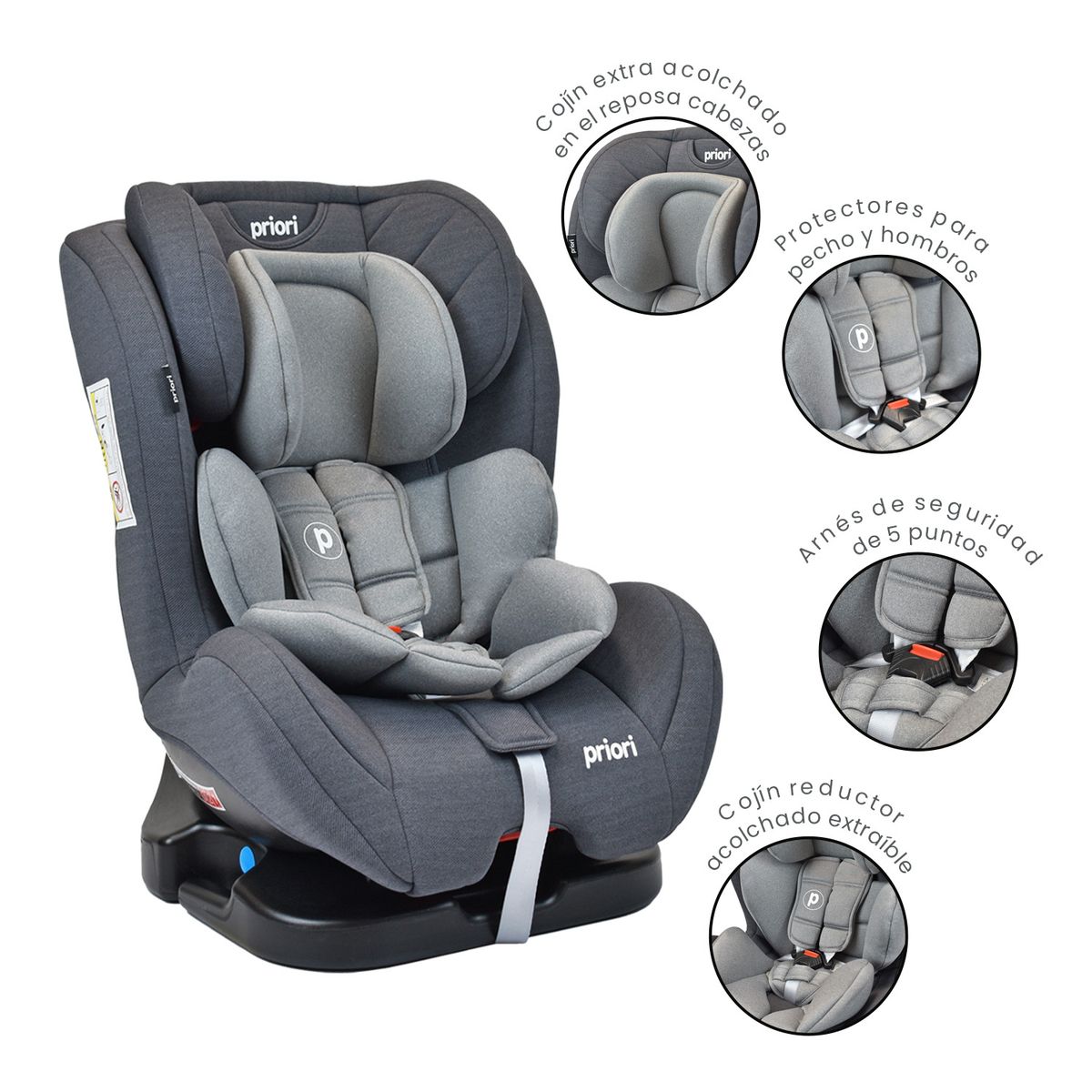 PRIORI - Silla De Auto Para Bebe Grupo +0, 1, 2 y 3 Priori Prix Gris