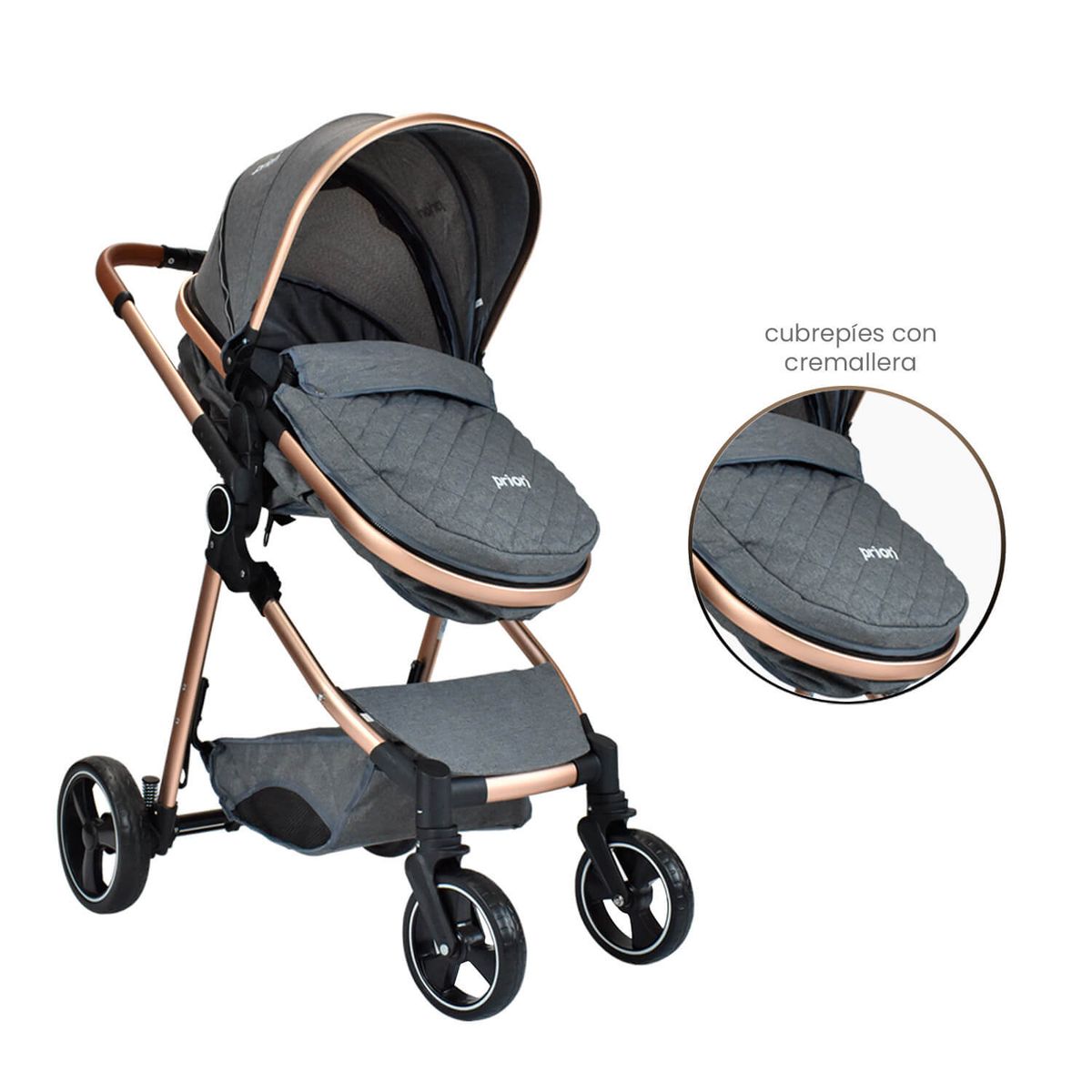 PRIORI - Coche Para Bebe Tipo Moises Priori Mike Travel System Gris