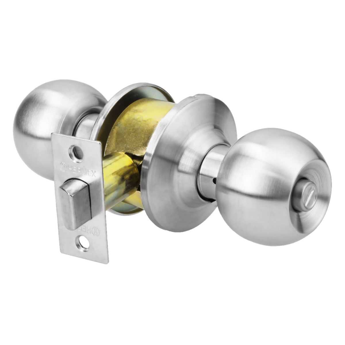 HERMEX - Cerradura  chapa bola para baño, cromo mate Hermex