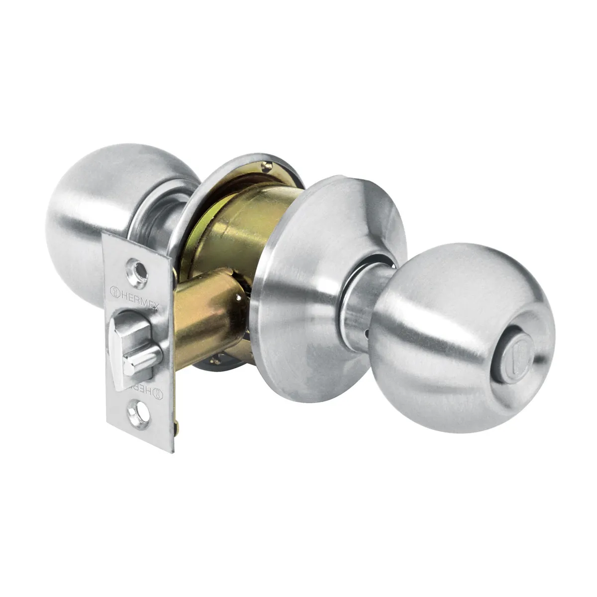 HERMEX - Cerradura  chapa bola para recámara, cromo mate Hermex