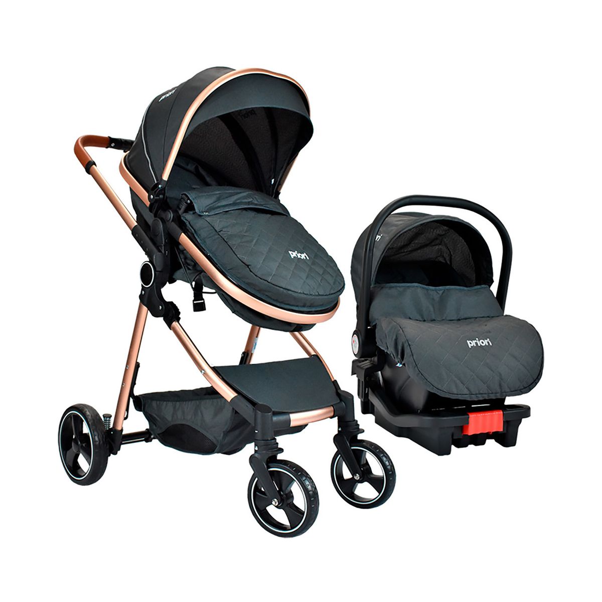 PRIORI - Coche Para Bebe Tipo Moises Priori Mike Travel System Negro