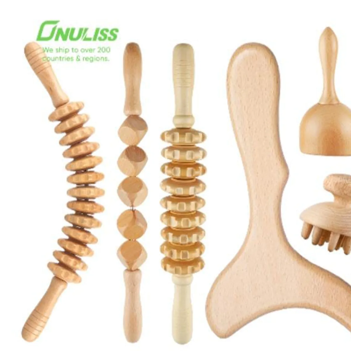 GENERICO - Herramientas de masaje de terapia de madera Kit de Maderoterapia